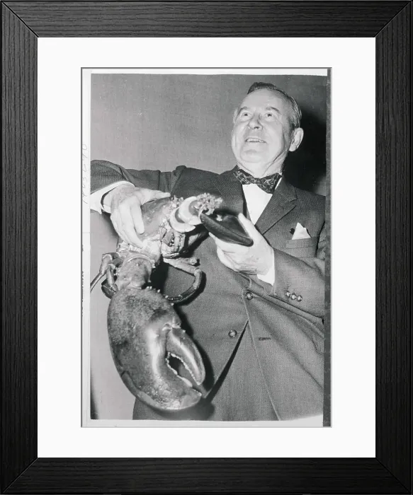 Framed Print : Canadian Politician Holding Lobster Framed Print : Canadian Politician Holding Lobster