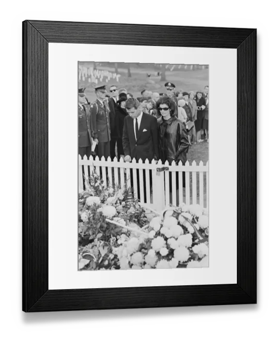 Framed Print : Jacequeline Kennedy And Robert At Grave Framed Print : Jacequeline Kennedy And Robert At Grave