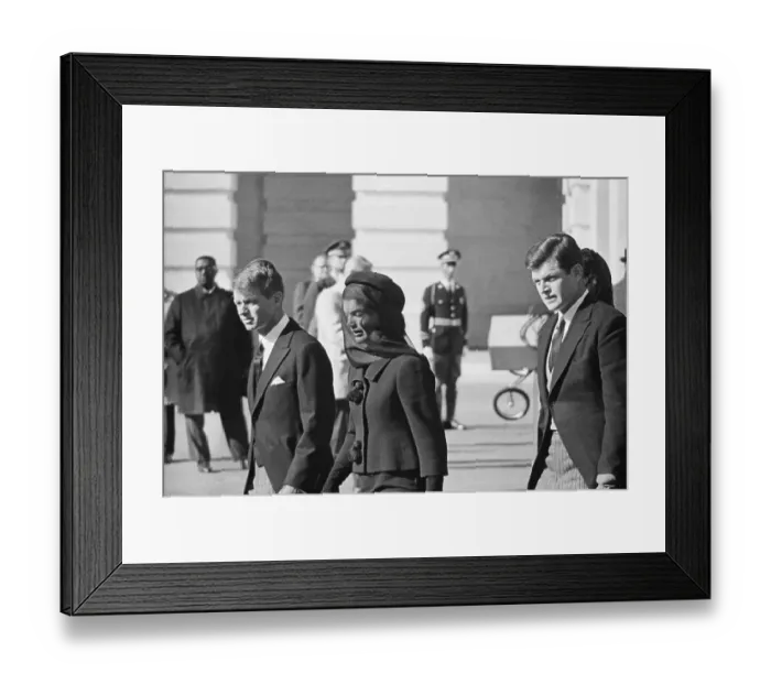 Framed Print : Jacqueline Kennedy with Brothers-In-Law During Funeral Framed Print : Jacqueline Kennedy with Brothers-In-Law During Funeral