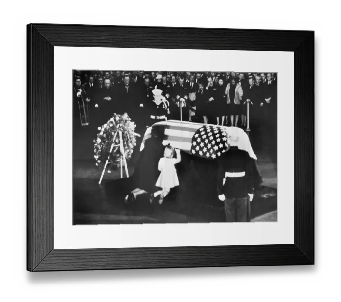 Framed Print : Jacqueline and Caroline Kennedy at John F. Kennedy's Coffin Framed Print : Jacqueline and Caroline Kennedy at John F. Kennedy's Coffin