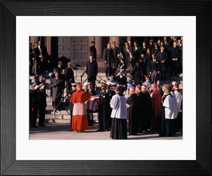 Framed Print : Cardinal Cushing Imparting Blessing over JFK's Coffin Framed Print : Cardinal Cushing Imparting Blessing over JFK's Coffin