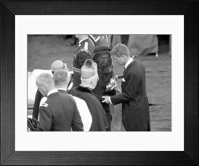 Framed Print : Jackie Kennedy Holding Flag at Funeral Framed Print : Jackie Kennedy Holding Flag at Funeral