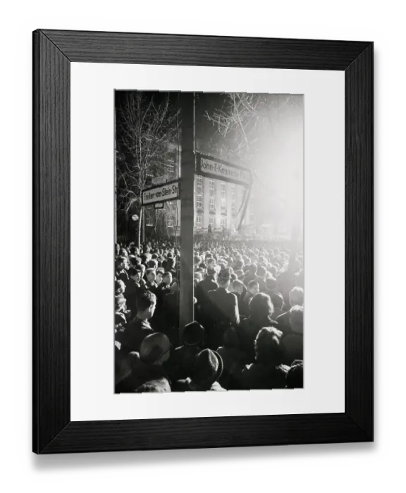 Framed Print : Crowds at John F. Kennedy Platz in Berlin Framed Print : Crowds at John F. Kennedy Platz in Berlin