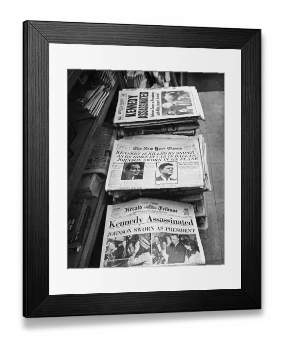 Framed Print : Newspaper Headlines of John F. Kennedy Assassination Framed Print : Newspaper Headlines of John F. Kennedy Assassination