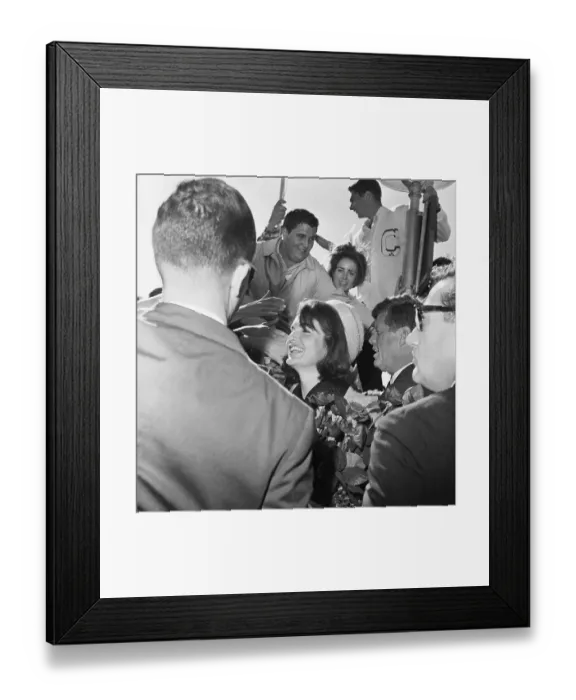 Framed Print : People Greeting President and Mrs. John F. Kennedy