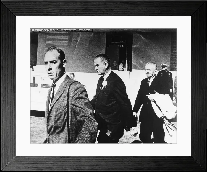 Framed Print : Lyndon Johnson Leaving Hospital After Kennedy's Death Framed Print : Lyndon Johnson Leaving Hospital After Kennedy's Death
