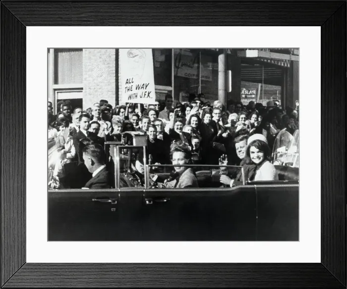 Framed Print : President And Mrs. Kennedy in Motorcade, Dallas Framed Print : President And Mrs. Kennedy in Motorcade, Dallas