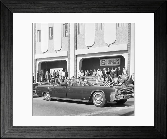 Framed Print : President Kennedy Riding in Convertible in Dallas Framed Print : President Kennedy Riding in Convertible in Dallas