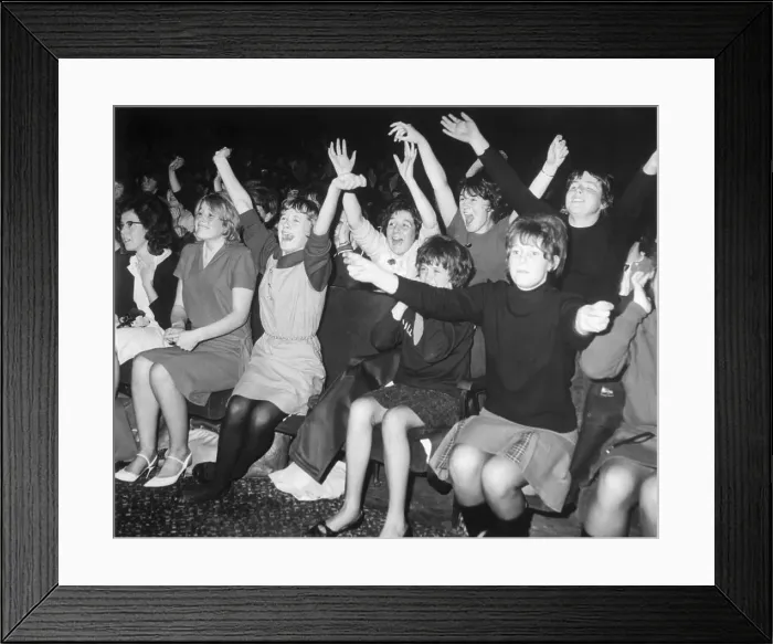 Framed Print : Girls Screaming and Crying at Beatles Show Framed Print : Girls Screaming and Crying at Beatles Show