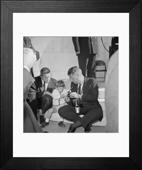 Framed Print : John Kennedy Jr. Talking with Photographer Framed Print : John Kennedy Jr. Talking with Photographer