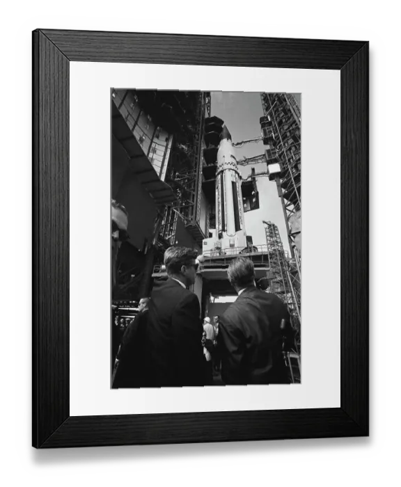 Framed Print : Werner Von Braun and John Kennedy