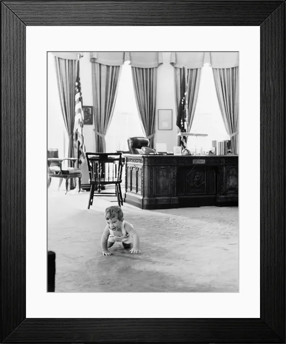 Framed Print : John F. Kennedy Jr. Playing in White House