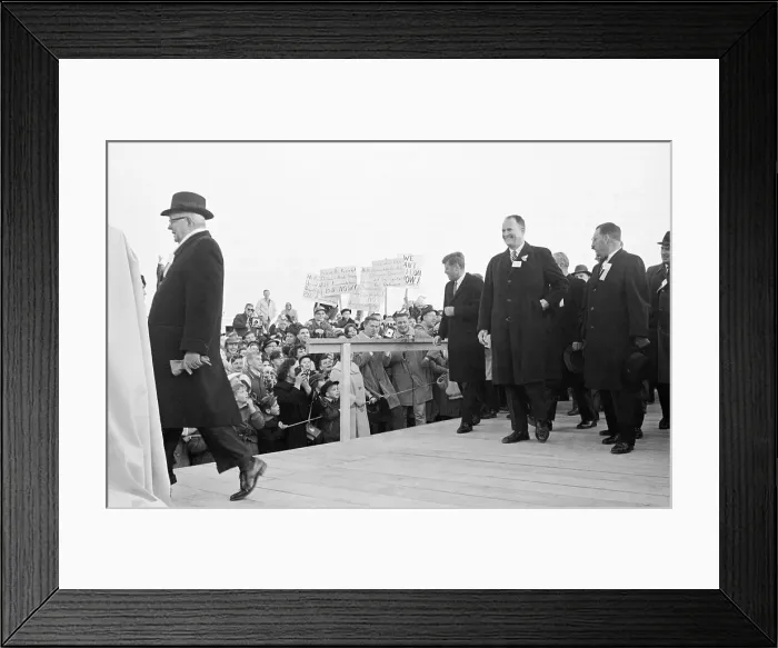 Framed Print : President Kennedy Passing by Picket Line