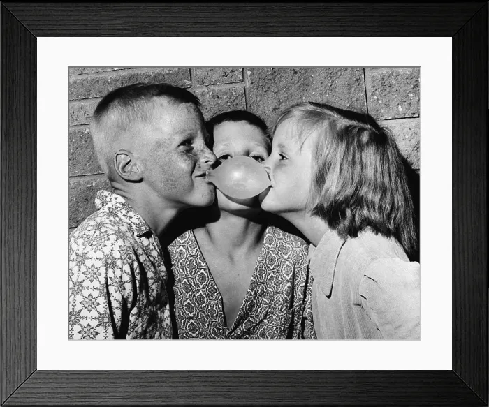 Framed Print : Siblings Blowing Bubble Gum Bubbles Framed Print : Siblings Blowing Bubble Gum Bubbles