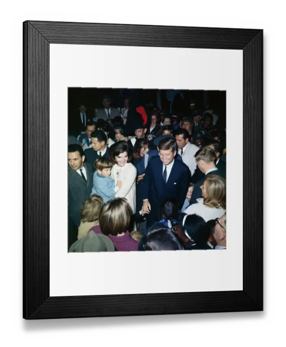 Framed Print : Jackie and John F Kennedy Walking Through Crowd Framed Print : Jackie and John F Kennedy Walking Through Crowd