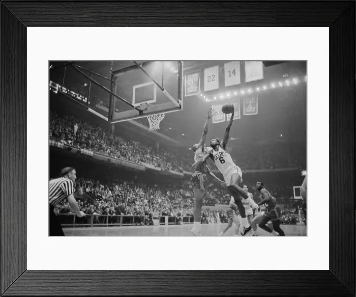 Framed Print : Bill Russell Going up for Basket Framed Print : Bill Russell Going up for Basket