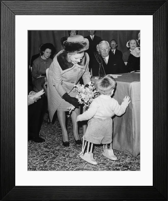 Framed Print : Princess Margaret Accepting Flowers Framed Print : Princess Margaret Accepting Flowers