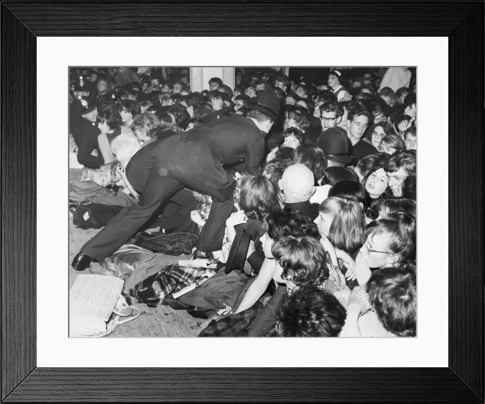 Framed Print : Police Controlling Fans at Beatles Concert