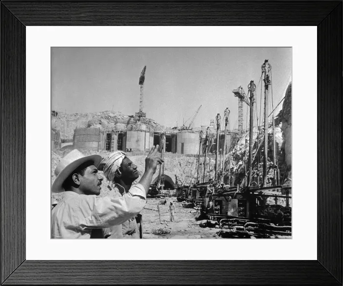 Framed Print : Workers Pointing up to Crane Framed Print : Workers Pointing up to Crane