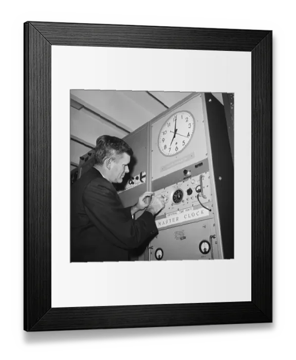 Framed Print : Scientist Adjusting U.S. Atomic Clock Framed Print : Scientist Adjusting U.S. Atomic Clock