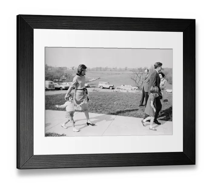 Framed Print : Jacqueline Kennedy Taking Son to Church Framed Print : Jacqueline Kennedy Taking Son to Church