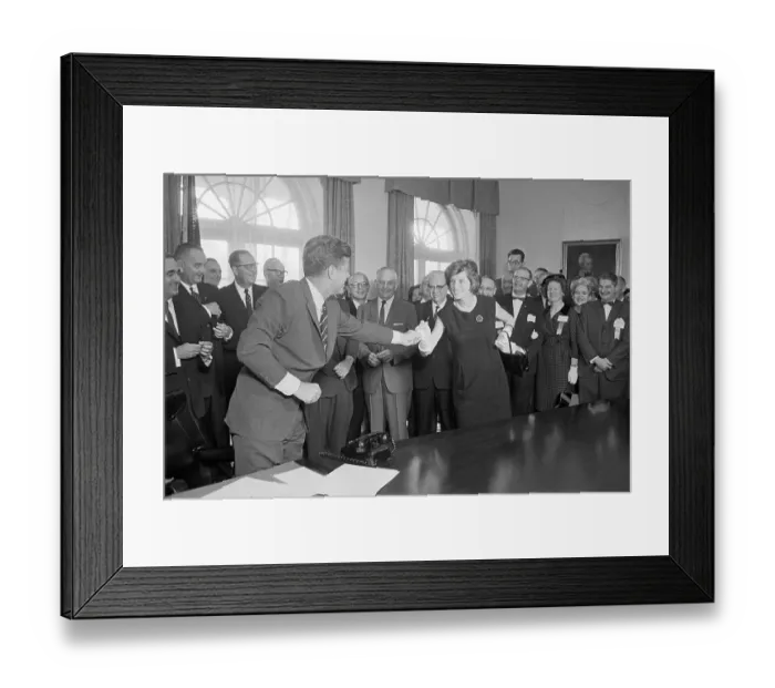 Framed Print : John Kennedy Handing a Pen Framed Print : John Kennedy Handing a Pen