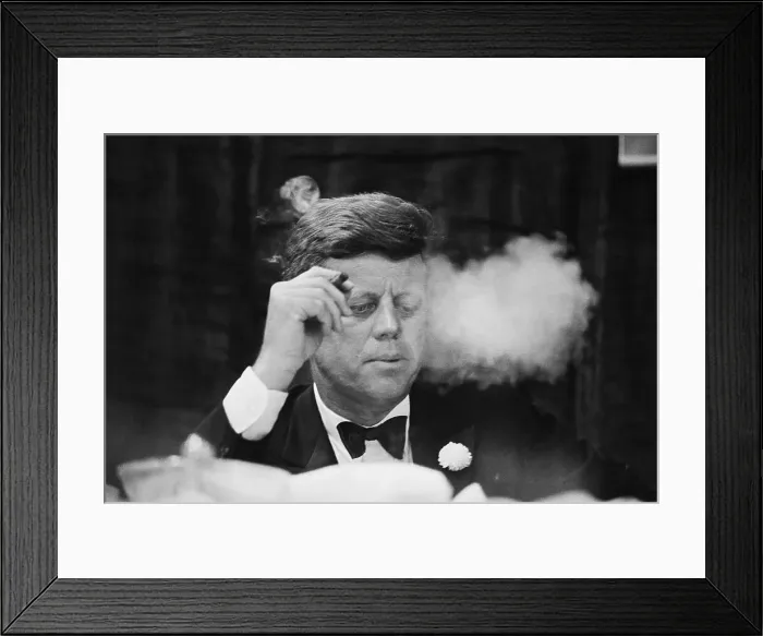Framed Print : President Kennedy Smoking Cigar Framed Print : President Kennedy Smoking Cigar