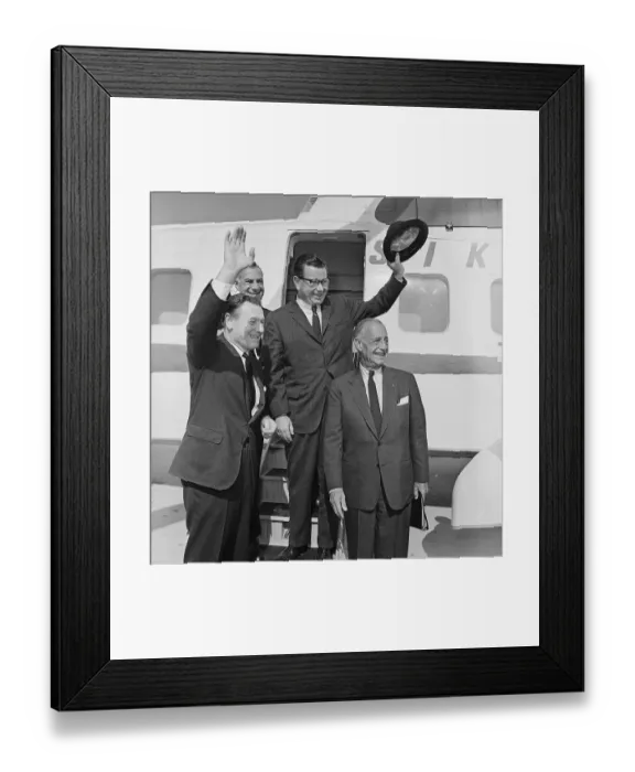 Framed Print : Nelson Rockefeller and Men Disembarking Helicopter