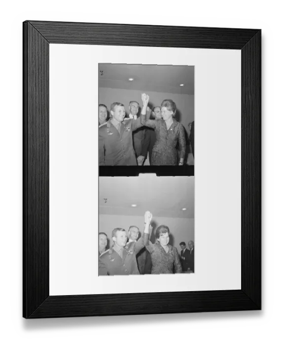 Framed Print : Valentina Tereshkova and Yuri Gagarin Acknowledging Support Framed Print : Valentina Tereshkova and Yuri Gagarin Acknowledging Support