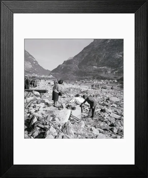 Framed Print : Italian Survivors Search Earthquake Rubble 1963 Framed Print : Italian Survivors Search Earthquake Rubble 1963