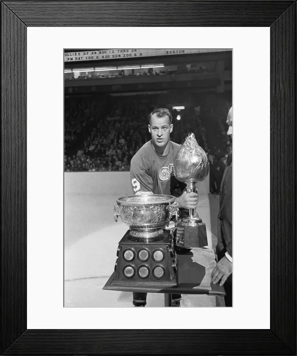 Framed Print : Gordie Howe With Personal Trophies