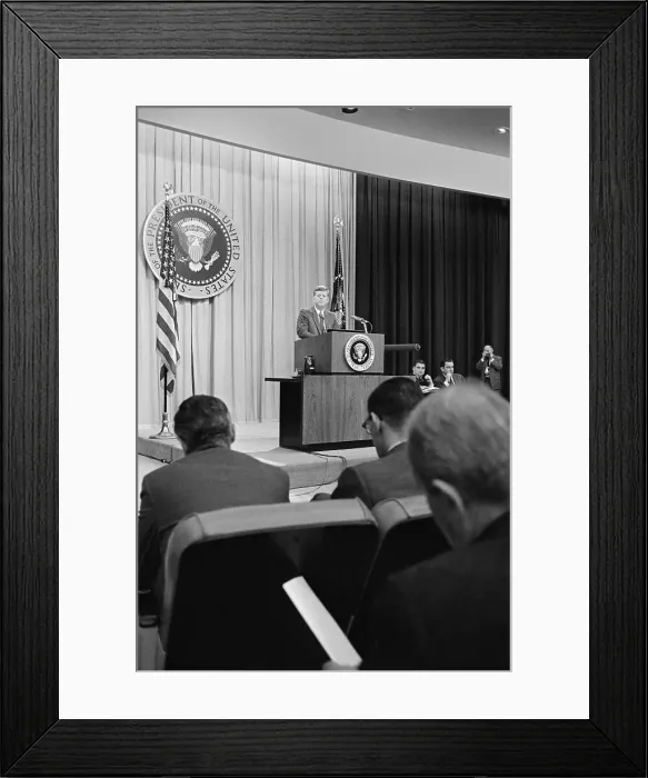 Framed Print : John Kennedy at News Conference Framed Print : John Kennedy at News Conference