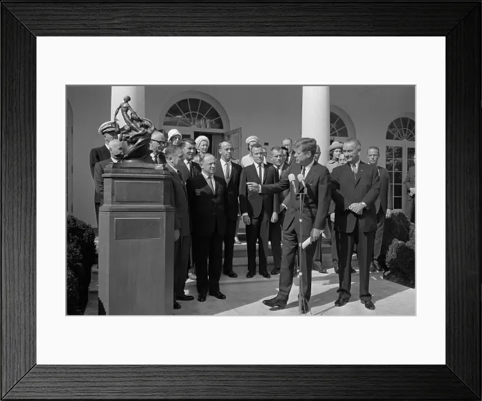 Framed Print : Astronauts Receiving Collier Trophy from President Kennedy Framed Print : Astronauts Receiving Collier Trophy from President Kennedy