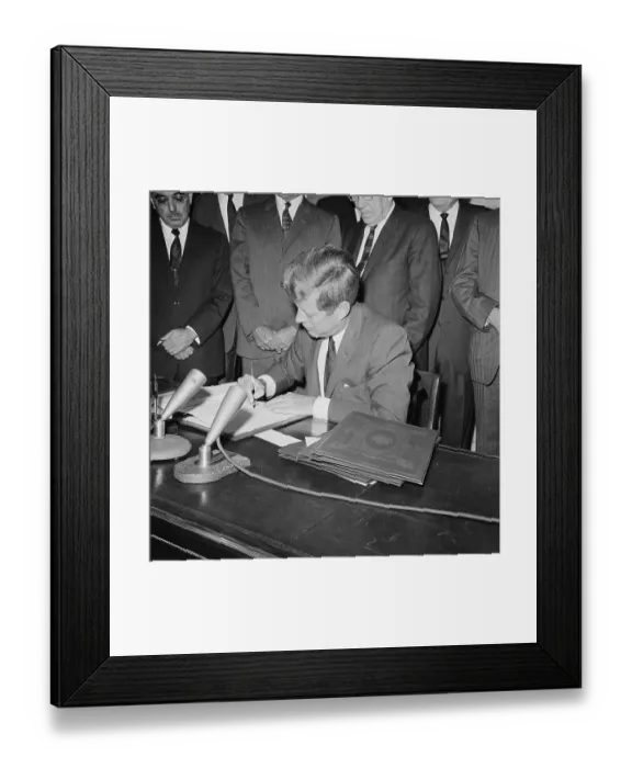 Framed Print : John Kennedy Signing Test Ban Treaty Framed Print : John Kennedy Signing Test Ban Treaty