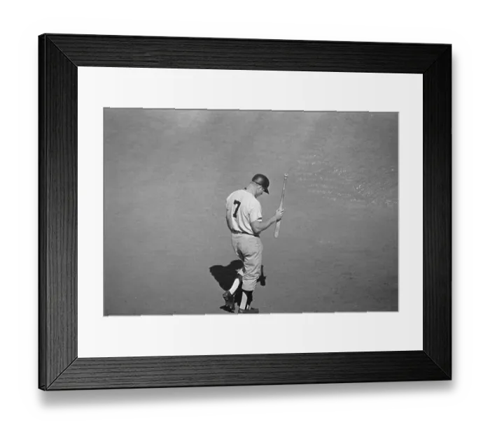 Framed Print : Mickey Mantle Leaving Plate with Bat in His Hand Framed Print : Mickey Mantle Leaving Plate with Bat in His Hand