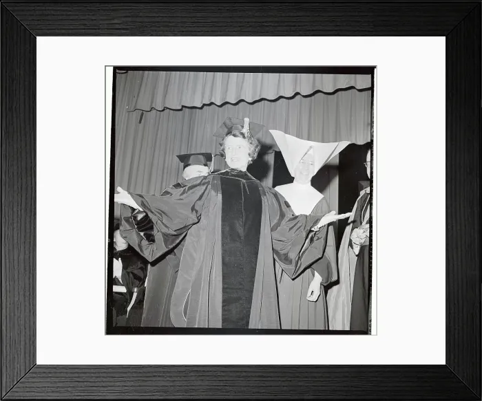 Framed Print : Rose Kennedy with Arms Outstretched in College Robe Framed Print : Rose Kennedy with Arms Outstretched in College Robe