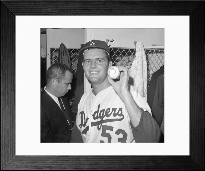 Framed Print : Don Drysdale Holds Up Baseball Framed Print : Don Drysdale Holds Up Baseball