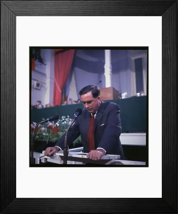 Framed Print : Dennis Healy Addressing Delegates