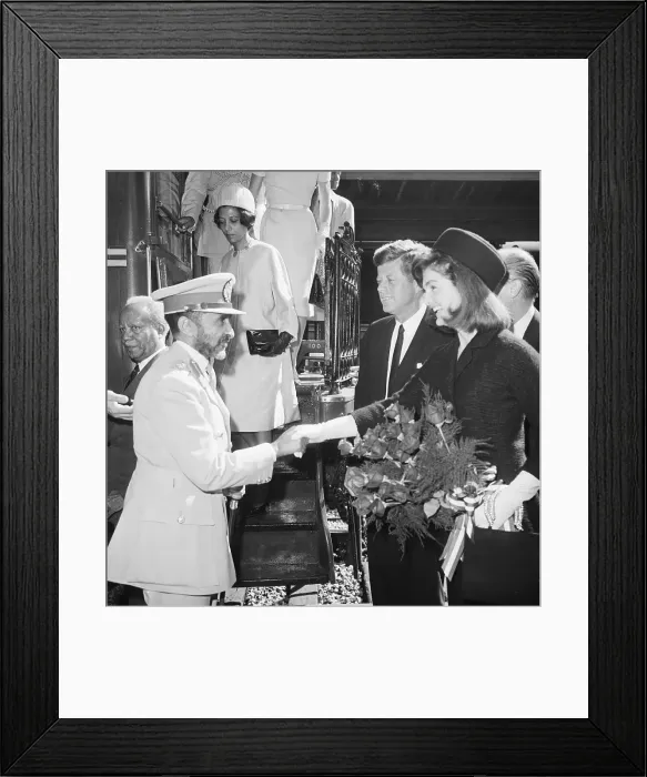 Framed Print : Haile Selassie Bows Meeting Kennedys Framed Print : Haile Selassie Bows Meeting Kennedys