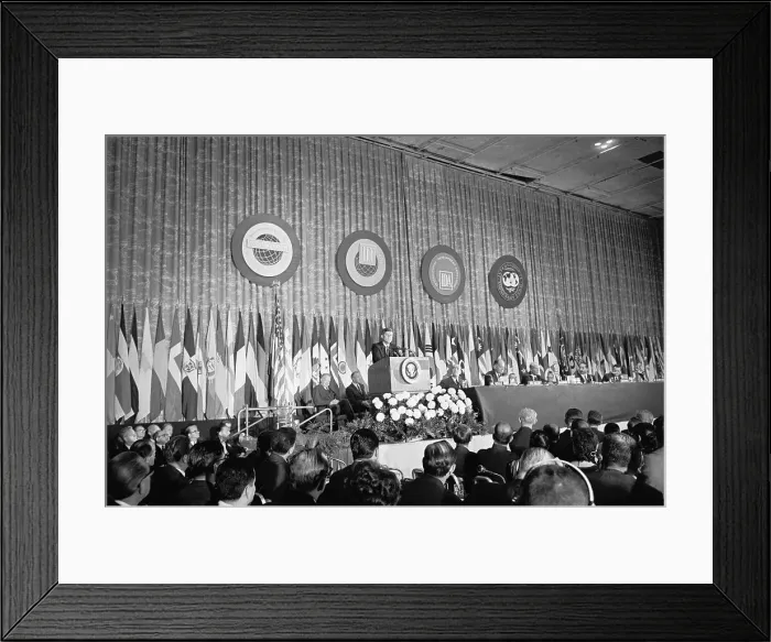 Framed Print : President John F. Kennedy Speaking at International Monetary Fund Meeting Framed Print : President John F. Kennedy Speaking at International Monetary Fund Meeting