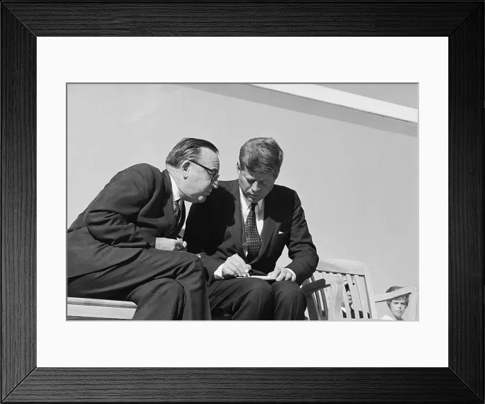Framed Print : President Kennedy Writing Note to Pat Brown Framed Print : President Kennedy Writing Note to Pat Brown