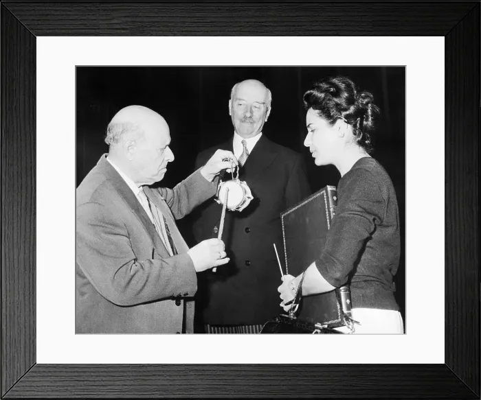 Framed Print : Pablo Casals Shows Tiny Drum to Adrian Boult Framed Print : Pablo Casals Shows Tiny Drum to Adrian Boult