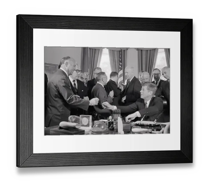 Framed Print : President John F. Kennedy Handing out Pens Framed Print : President John F. Kennedy Handing out Pens