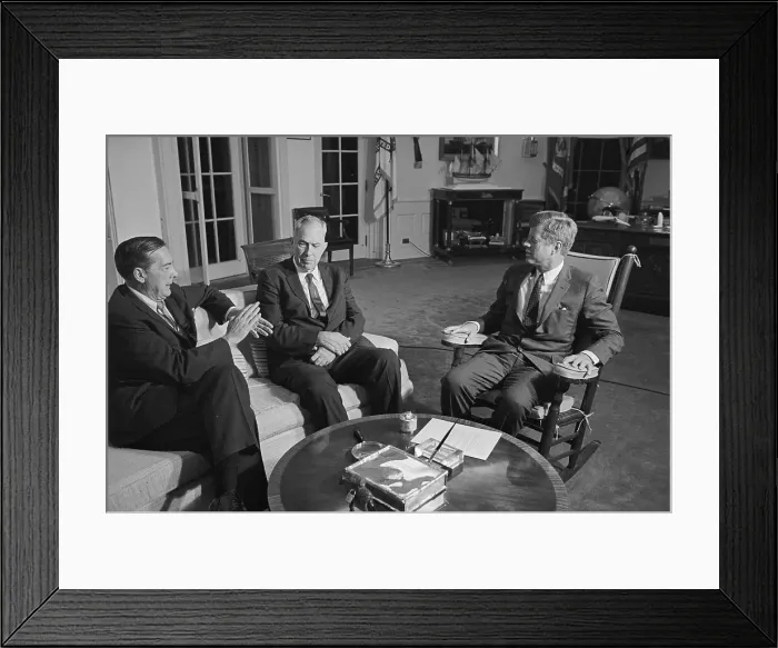 Framed Print : President Kennedy Meeting with Royall and Blaik Framed Print : President Kennedy Meeting with Royall and Blaik