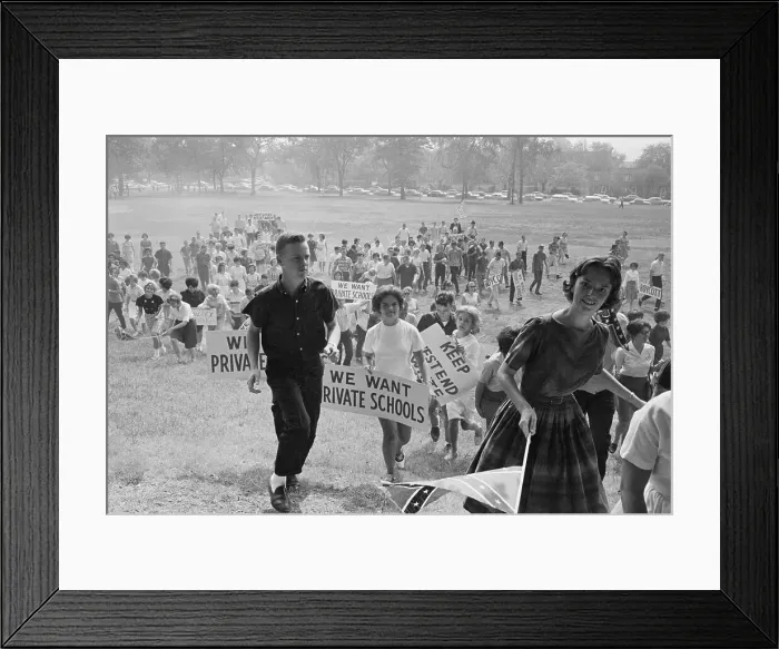 Framed Print : Pro-Segregation Students Marching to School Framed Print : Pro-Segregation Students Marching to School