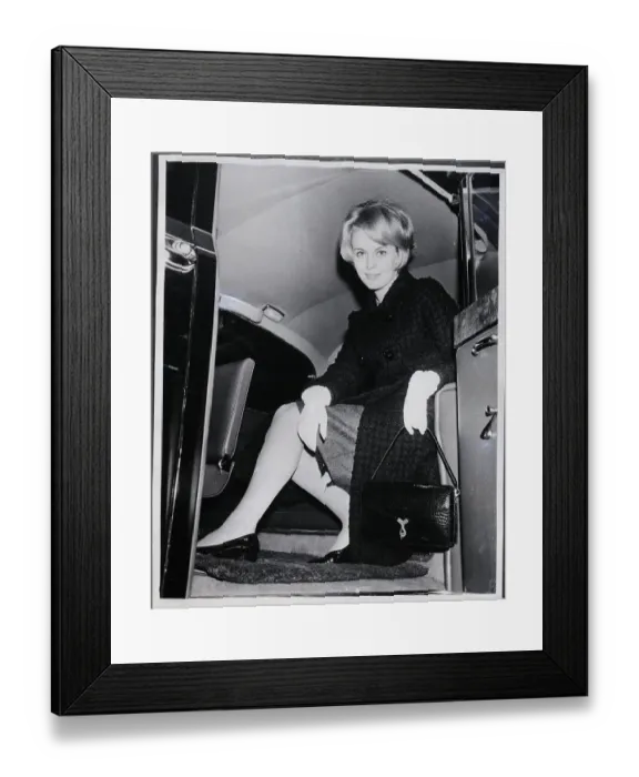 Framed Print : Jean Seberg Alights From Car Framed Print : Jean Seberg Alights From Car