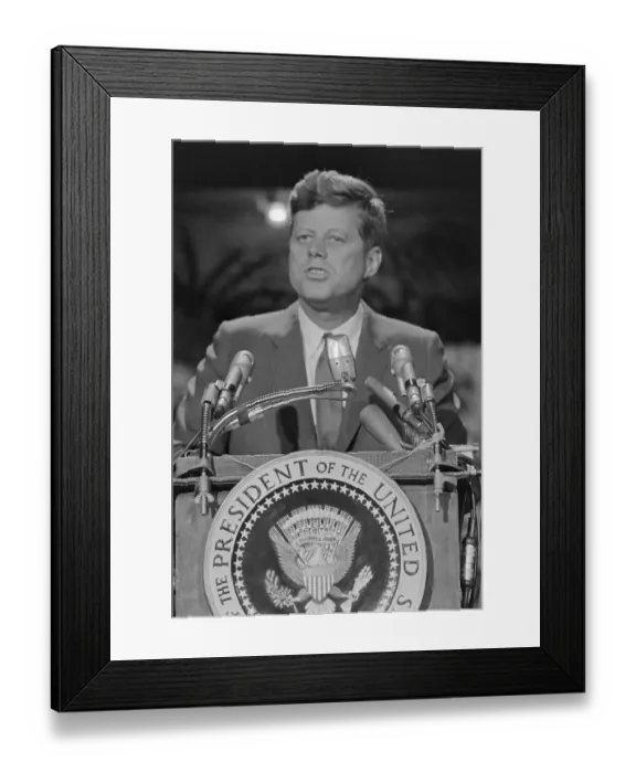 Framed Print : John F Kennedy Speaking at Podium Framed Print : John F Kennedy Speaking at Podium