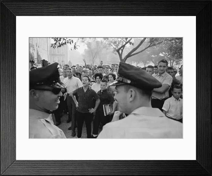 Framed Print : Policemen Near Crowd Of Students Framed Print : Policemen Near Crowd Of Students