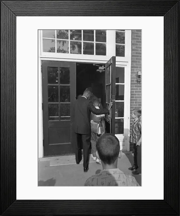 Framed Print : African American Students Entering Desegregated School Framed Print : African American Students Entering Desegregated School
