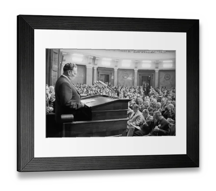 Framed Print : President Josip Broz Tito Speaking at Belgrade Parliament